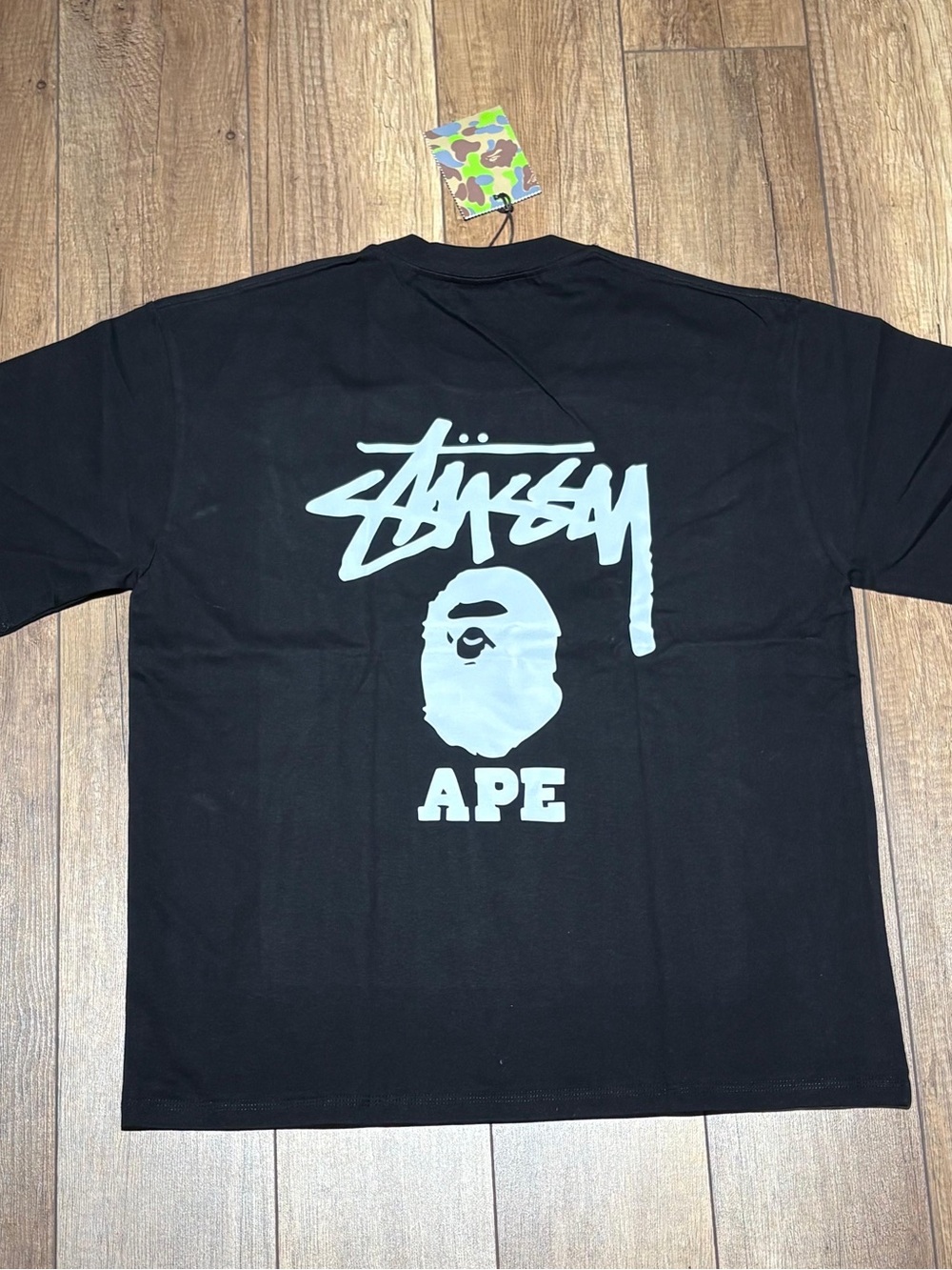 A Bathing Ape BAPE x Stussy Black and White T-Shirt Brand New Mens Medium, XL